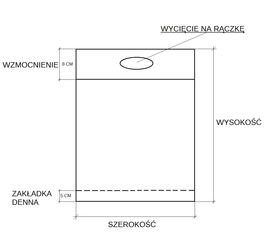 Rysunek techniczny torby LDPE MARKET